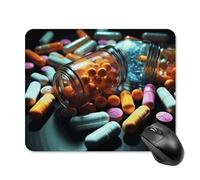 Medicine Pills Square Mouse Pad Portable Computer Mousepad with Non-Slip Rubber Base 20 * 25cm Ultra-Thin Gaming Mouse Mat for Computer Laptop Office Desk Accessories