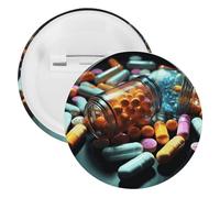 Medicine Pills Tinplate Badge 12PCS Personalized Round Brooch Large Craft Button Suitable for Teachers, Nurses, Doctors, Staff, Party Gift Accessories