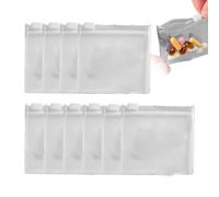 Medicine Pouches - Eight Centimeter Square Seal, Reusable Supplement Sleeve, Waterproof Locking Slider Function, Transparent Organization Utility, Storage Supply Category, Ten Pack Clear