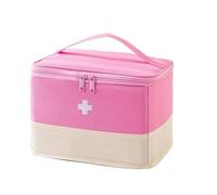 Medicine Storage Bag Large Capacity Oxford Cloth Medicine Box Lightweight Foldable Waterproof Wear-Resistant Separated Household Travel First Aid Kit for Home, Office(Pink)