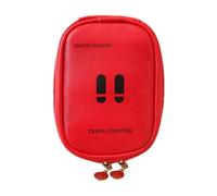 Medicine Storage Bag - Portable PU Leather Medicine Bag, Simple Fashion Storage Bag for Trauma Accessories, Pills, Bandages and Supplements, Red X, Refer to description, Unisex