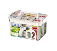 Medicine Storage Box, 2-Layer First Aid Box Case Plastic Medication Cabinet Organizer, with 7 Compartments Lid Handle and Safety Lock, Multi-Purpose Storage Box, for Home Office Usage, 31.7*21*17cm