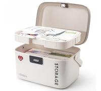 Medicine Storage Box 2 Layer Lockable Medicine Box Portable Lockable Storage Box Household Storage Boxes with Lock Small First Aid Box for Kitchen Home and Office Safety for Small Medicines, Snacks