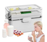 Medicine Storage Box, 3 Tier Supply Container with Lids and Handles, Family Pill Storage, Daily Medication Organization for Women, Men, PE
