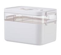 Medicine Storage Box, Double Layers Multi Grid Organiser With Lid, Portable First Aid Cabinet for Home, School, Office (L)