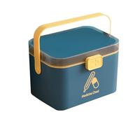 Medicine Storage Box,First Aid Box,Portable Medical Box,Two-Layer Large-Capacity Medicine Box, Lockable Storage Box, Medication Storage Box Suitable for School, Office and Home (Blue, L)