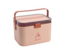 Medicine Storage Box,First Aid Box,Portable Medical Box,Two-Layer Large-Capacity Medicine Box, Lockable Storage Box, Medication Storage Box Suitable for School, Office and Home (Pink, S)