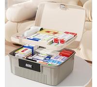 Medicine Storage Box,Household Medicine Storage Box Organiser,First Aid Box,Double Layers Multi Grid Medicine Box,Code Box with Lid Medication Storage Box Medicine Cabinet for Home,School(Grey/9L)