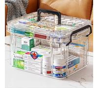 Medicine Storage Box,Household MedicineStorage Box Organiser,First Aid Box,Double Layers Multi Grid Medicine Box,Portable with Lid Medication Storage Box Medicine Cabinet for Home(Transparent-S)