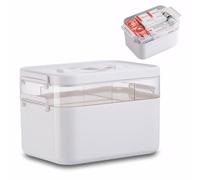 Medicine Storage Box,Lockable Plastic Medicine Box Medication Case,2-Layer Multi Grid First Aid Boxes,Portable Storage Organiser Large Medical Storage Boxes For Home,School,Office,Outdoor (L)