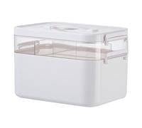 Medicine Storage Box Organiser - Double Layers Multi Grid First Aid Box With Lid - Portable Medication Cabinet for Home, School, Office (M)