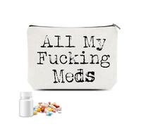 Medicine Travel Toiletry Bag for Women Men Funny Medicine Organiser Bag for Patient All My Meds Cosmetic Pouch for Mum Dad Medical Storage Case for Pills Tablets Capsule