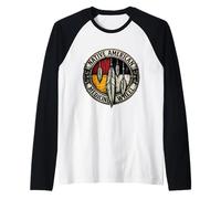 Medicine Wheel Four Directions Indigenous Feather Raglan Baseball Tee