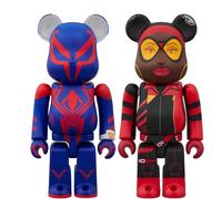 MediCom Toy BE@RBRICK Bearbrick SPIDER-MAN 2099 & SPIDER-WOMAN 2099 & Spider-Woman 2 PCS Set, Total Height: Approx. 2.8 inches (70 mm), Non-scale, Painted Finished Product Figure