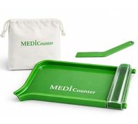 MediCounter Green Tablet Counter with Carrying Case - Pharmacy Pill Counting Tray & Spatula - Hygienic, Accurate Tablet & Capsule Counter for Home or Professional Use