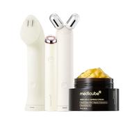medicube Cleanse, Contour & Clear Set: Mini Booster Pro Plus Full Facial Device Set (Beige) and Deep Vitamin C Capsule Cream