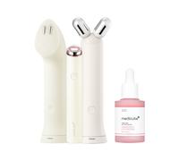 medicube Cleanse, Contour & Plump Set: Mini Booster Pro Plus Full Facial Device Set (Beige) and Salmon DNA PDRN Pink Peptide Serum