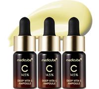 medicube Deep Vita C Serum 2.0 - Pure Vitamin C for Radiance & Glow | Helps Improve the Look of Uneven Skin Tone, Korean Skincare, 10 g x 3 Bottles