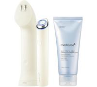 medicube Pore Purifying Cleansing Set: Mini Booster Pro Plus Cleansing Device Set (Beige) and Zero Pore Clear Blue Capsule Facial Deep Cleanser