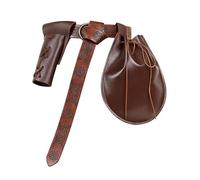 Medieval 3-Piece Steampunk Set: Embossed Belt, Leather Waist Bag & Scabbard for Cosplay, Motorcycle Style
