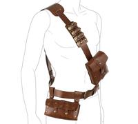 Medieval Alchemist Potion Belt Bag Set, Viking Style PU Leather Cosplay Harness with Adjustable Shoulder Strap and Waist Belt, Renaissance Costume for LARP, Cosplay & Halloween