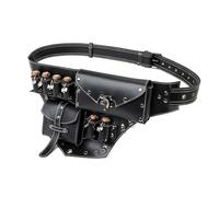Medieval Alchemist PU Rivets Belt Bag with Cork Potion Bottles Renaissances Wizard Waist Pouches Pack for Cosplay Party PU Leather Belt Bag