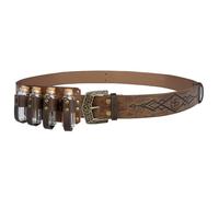 Medieval Alchemy Belt - Vintage Style Medieval Cosplay Strap, Fantasy Alchemy Belt | Adjustable Fit With Bottle Holders, Embossed Pu Leather For Festivals, Costumes, Larp Events, And Halloween, Brown