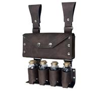 Medieval Alchemy Faux Leather Belt Bag with 4 Cork Potion Vials, Dark brown2, Medieval Belt Bag-a