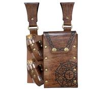 Medieval Alchemy Faux Leather Belt Bag with 4 Cork Potion Vials, Light brown, Medieval Belt Bag-b
