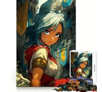 Medieval Anime Girl with Cat Ears 1000 Piece Jigsaw Puzzles for Teenagers Jigsaw Brain Gain Sharp Edge Family Game Game Night (38x52cm)