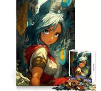 Medieval Anime Girl with Cat Ears 1000 Pieces Jigsaws Adults Puzzles Logic Fun Clear Tone Playful Challenge (50x75cm)