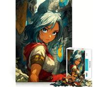 Medieval Anime Girl with Cat Ears 1000 Pieces Jigsaws Adults Puzzles Logic Fun Clear Tone Playful Challenge (50x75cm)
