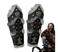 Medieval Armbands - 1 Pair of Synthetic Leather Arm Warmers, Arm Protectors | Cosplay Accessories for Men, Includes Pirate Knight Gauntlet and Steampu Style, Black, Consulte la descripción, See