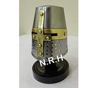 Medieval Armor Knight Tamplar Crusader Mini Helmet With Black Wooden Stand Collectors & Display Pieces, Unique Medieval & Fantasy Gifts