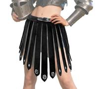 Medieval Armors Skirt - Faux Leather Tassel Skirt with Adjustable Knight Waist Belt | Vikings Soldier Cosplay Costume for Halloween Party - Roman Gladiator Costume Skirts for Women Men Adults