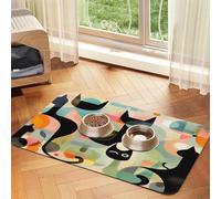 Medieval Art Cats Pet Food Mat 17.2x11.81in Absorbent Non-Slip PU Leather Feeding Mat for Dogs Cats Rubber Bottom Fast Drying Rollable Pet Bowl Placemat