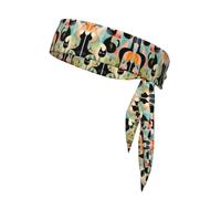 Medieval Art Cats Sports Headband Tie Double-Sided Breathable Sweat-Absorbing Band for Running Cycling Gym Workouts Head Tie Adjustable Fit