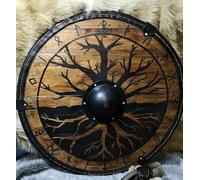 Medieval Authentic Battleworn Viking Shield The Last Kingdom Cosplay Battle Ready Shield Fully Functional Shield For Battle For Soldier/Warrior (24 Inches) (Tree of Life Shield)