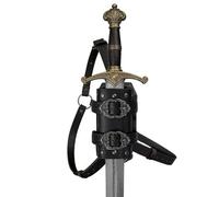 Medieval Back Sword Frog Holder Leather Weapon Sheath Holster Renaissance Viking Warrior Knight Assassin Costume Accessory, B-black, One size