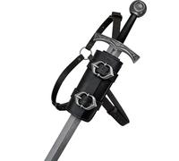 Medieval Back Sword Frog Holder Leather Weapon Sheath Holster Renaissance Viking Warrior Knight Assassin Costume Accessory (A-Black)