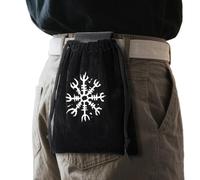 Medieval Bag - Renaissance Belt Pouch 20 x 25 cm | Vintage Medieval PU Belt Bag with Rivets, Side Bag for Concerts, Travel, Outdoor, Camping, Hiking, Festivals, Running, Adventure, M, Black, Se