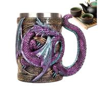 Medieval Beer Tankard, 3D Medieval Beer Tankard with Dragon Design, Stainless Steel Tankard, 568 ml for Tea, Coffee, Parties and Gothic Decorations, from the , Ergonomic Anatomical