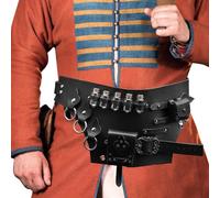 Medieval Belt Black - Comfortable Bottle and Potion Belt, Medieval Style Knight Corset with Adjustable Waist, Belt Pouch for Stage Show, Cospla Party