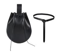 Medieval Belt Pouch - Medieval Belt Pouch - Vintage Renaissance Portable Drawstring Bag - Casual Belt Pouch Hiking Cosplay Women Men Leather Bag, Black Fanny Pack Suit, Se référer au descriptif, Refer