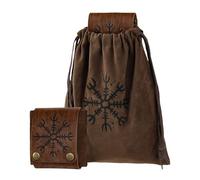 Medieval Belt Pouch - Medieval Style Belt Side Bag, Retro Adventure Utility Pouch with Adjustable Strap, Durable Material | Ideal Camping Storage Solution, L, Brown, Se référer au descriptif, Refer to