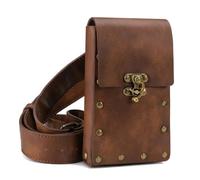 Medieval Belt Pouch Vintage Leather Waist Bag for Cellphone Holder Pirate Belt Purse Pocket Casual Hiking Renaissance Faire Costume Props Wallet, brown leather belt pouch set, adjustable