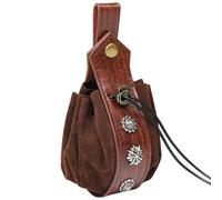 Medieval Belt Pouches PU Leather Drawstring Bag Portable Purse Vintage Costume Waist Bag for Fantasy Event Cosplay Party Pu Leather Belt Portable Purse Lightweight and for Daily Use