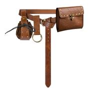 Medieval Belt Waist Bag Renaissance Belt Pouch Potion Bottles Ren Faire Steampunk Pirate Leather Renfaire Accessories (1Bottle-Brown)