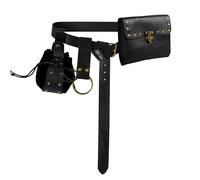 Medieval Belt Waist Bag Renaissance Belt Pouch Potion Bottles Ren Faire Steampunk Pirate Leather Renfaire Accessories (1Bottle-Black)