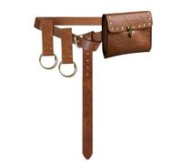 Medieval Belt Waist Bag Renaissance Belt Pouch Potion Bottles Ren Faire Steampunk Pirate Leather Renfaire Accessories (2Pouch-Brown)